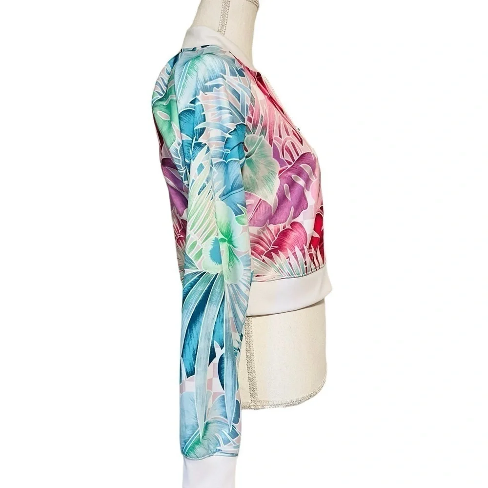NIKE WOMEN’S COLORFUL TROPICAL ZIPPERED ATHLETIC JACKET SIZE XS
